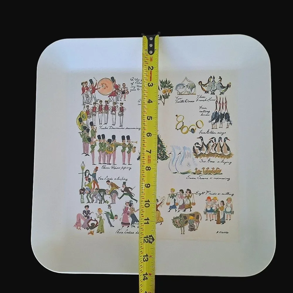 TWELVE DAYS OF CHRISTMAS SERVING TRAY VTG 1954 WAVERLY PRODUCTS MCM by H.Howard